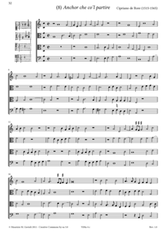 Cipriano de Rore, Tutti i madrigali a 4 - Score sample