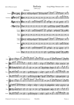 G.P. Telemann, Sinfonia in F major TWV 50 3 - Score sample