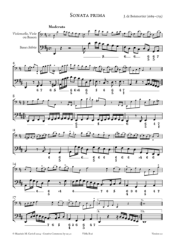 J. de Boismortier, Op. 26, Sonates pour le violoncelle - Score sample