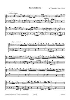 Sig. Garzaroli, Suonate da camera (fl. & Bc) - Score sample