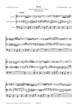 J.C. Pepusch, Trio in A min. (V.no, V.d.G., B.c.) - Score sample