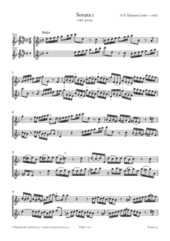 G.P. Telemann, 01 – Instr. Works with Recorder, TWV 40 - Score sample