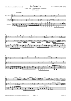 G.P. Telemann, 11 – Instr. Works with Viola da Gamba, TWV 42 - Score sample